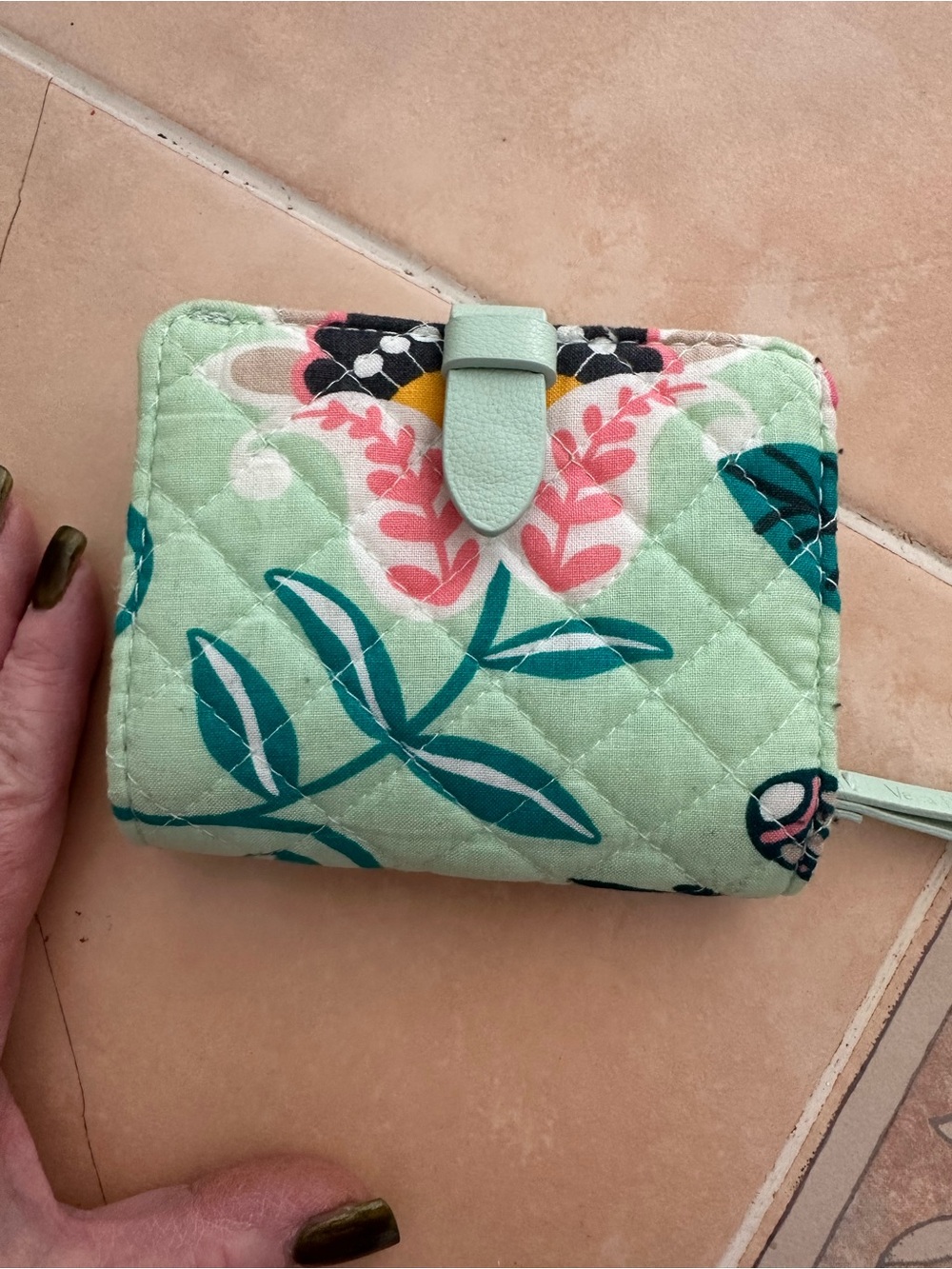 Vera Bradley Quilted Floral Wallet in Mint Green
